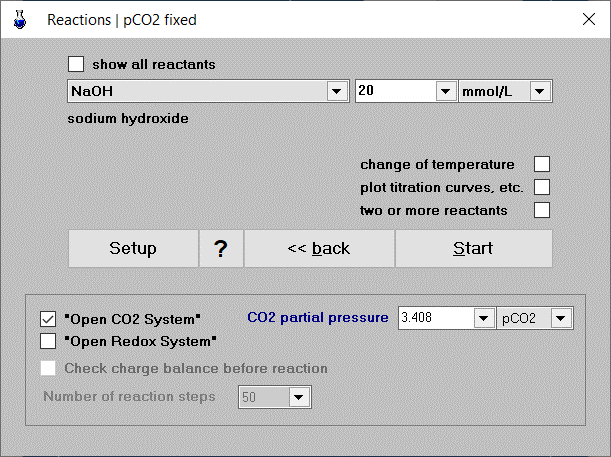 input NaOH with air contact