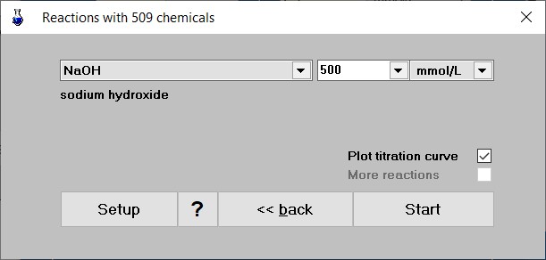 input panel for NaOH titration