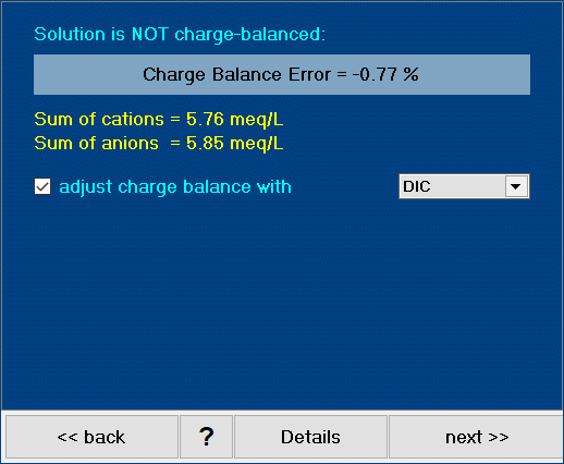 aqion: charge balance for C9