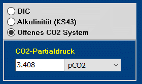 Inputpanel für CO2-Partialdruck