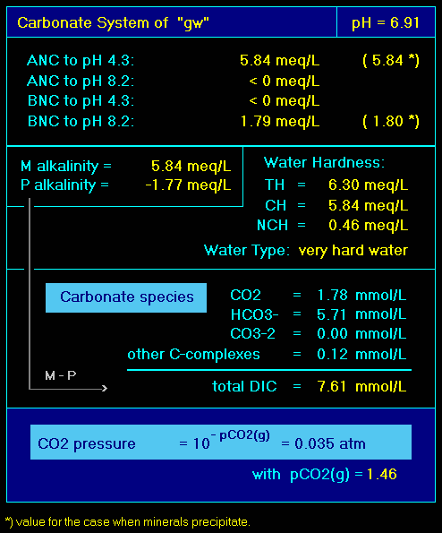 aqion output panel: carbonate-system parameters