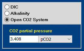 input panel for CO2 partial pressure